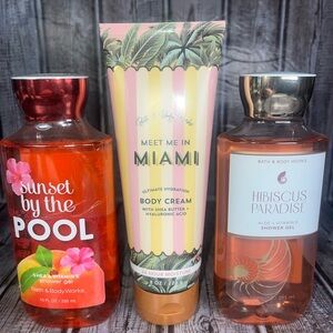 Lot‎ of 3 Bath & Body Works Body Care Bundle Miami Hibiscus Paradise